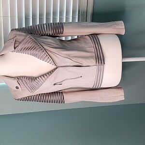 Suede Jacket with sheer sleeve detail